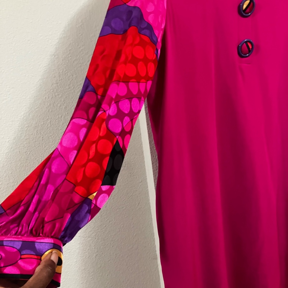 Papell Pucci inspired 100% silk fuchsba Barbie doll pink.Yes - Picture 3 of 11